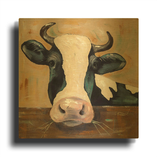'Farm Life-Gunther' By Jade Reynolds Gold Metal Wall Art