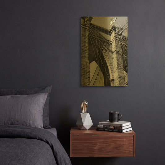 'Bridges of NYC III' By Jeff Pica Gold Metal Wall Art