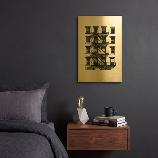 'NYC in Pure BandW IX' By Jeff Pica Gold Metal Wall Art