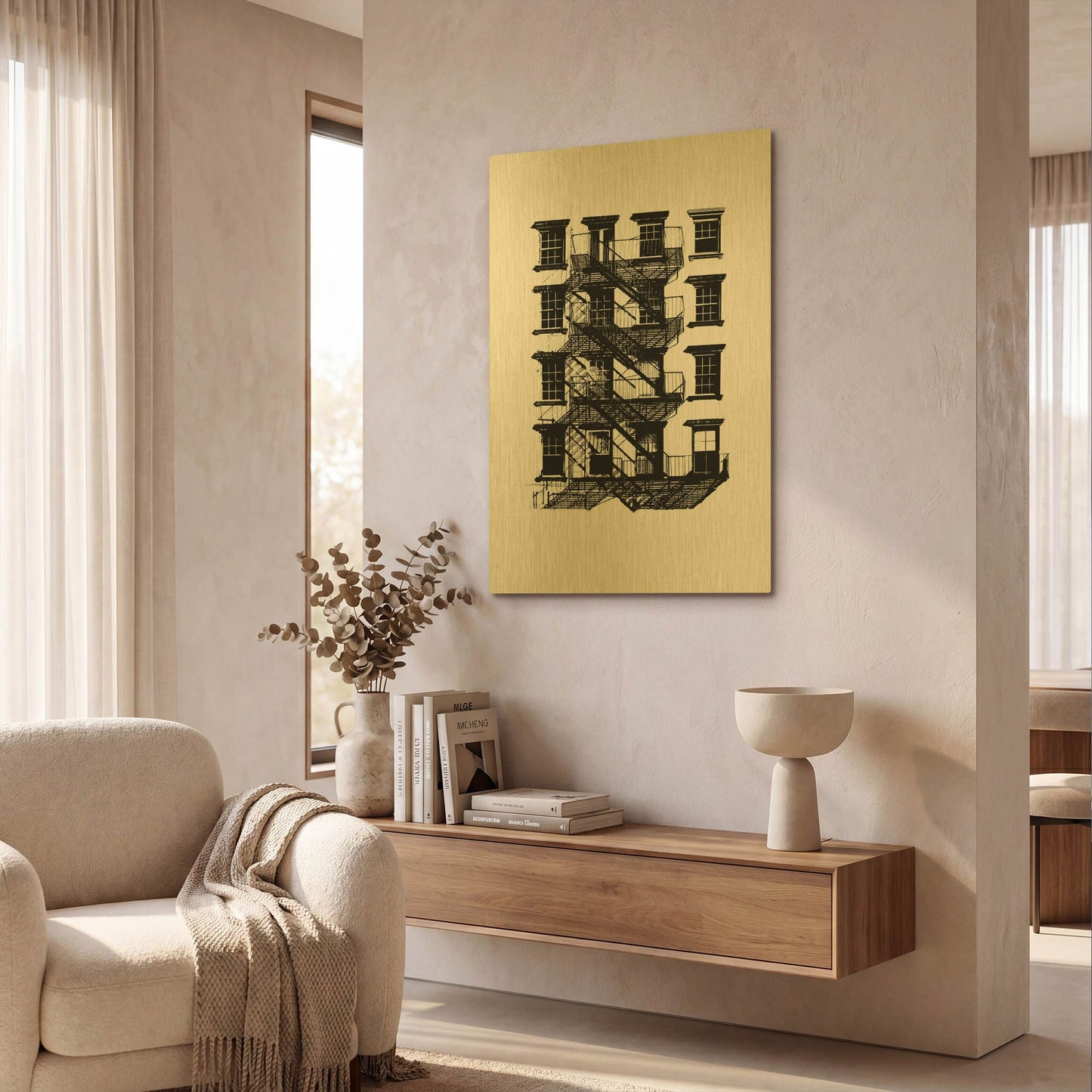 'NYC in Pure BandW IX' By Jeff Pica Gold Metal Wall Art