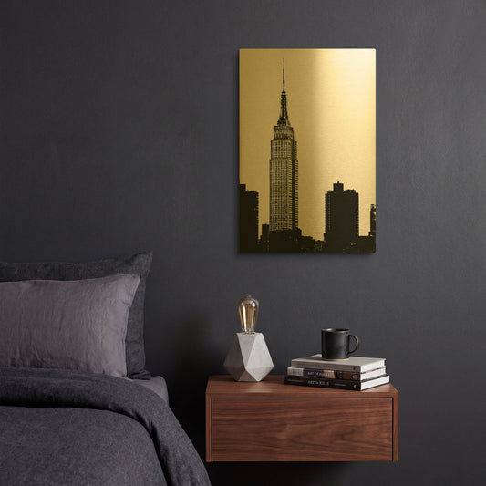 'NYC Skyline I' By Jeff Pica Gold Metal Wall Art