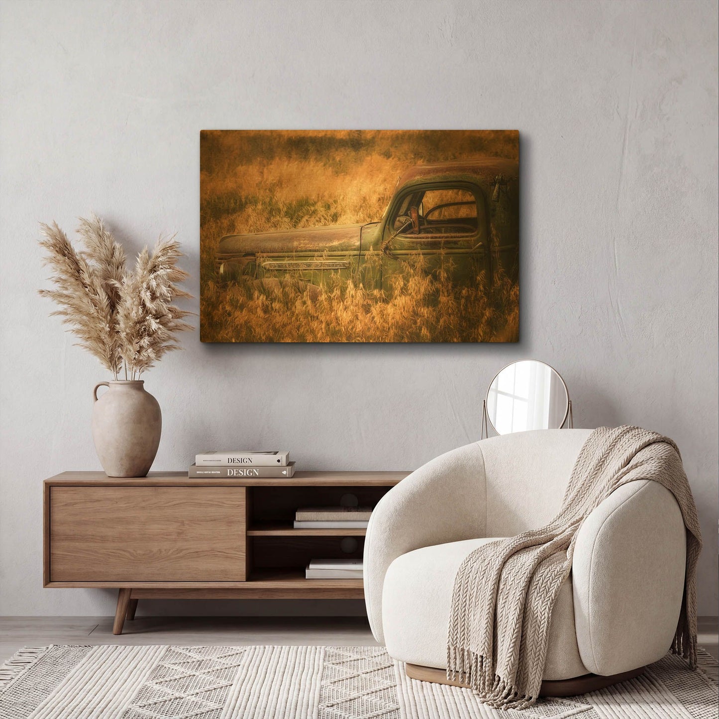 'Farm and Field V' By PH Burchett Gold Metal Wall Art