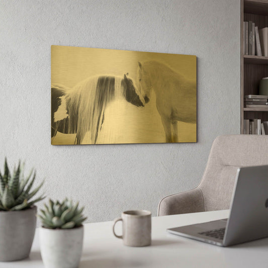 'Collection of Horses III' By PH Burchett Gold Metal Wall Art