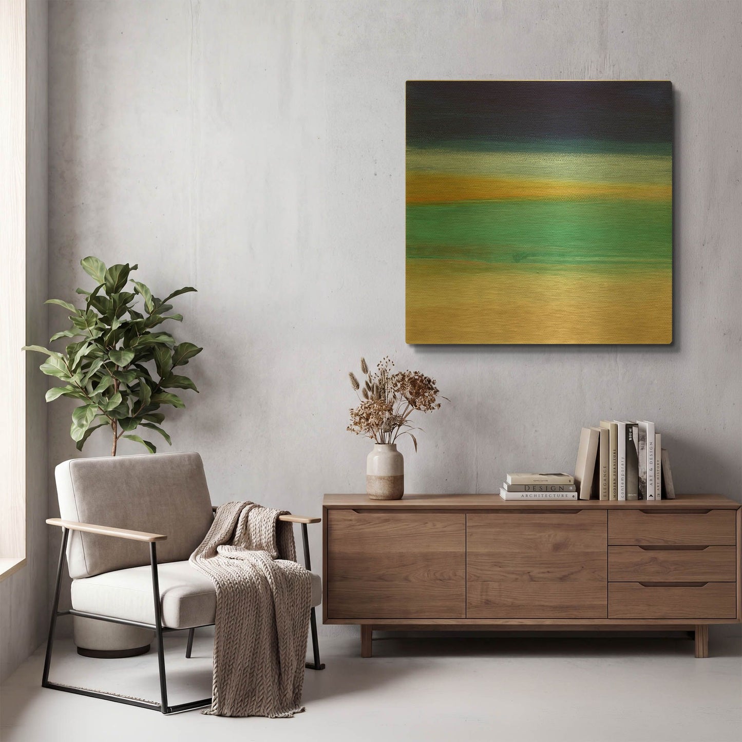 'Beach II' By Linda Woods Gold Metal Wall Art
