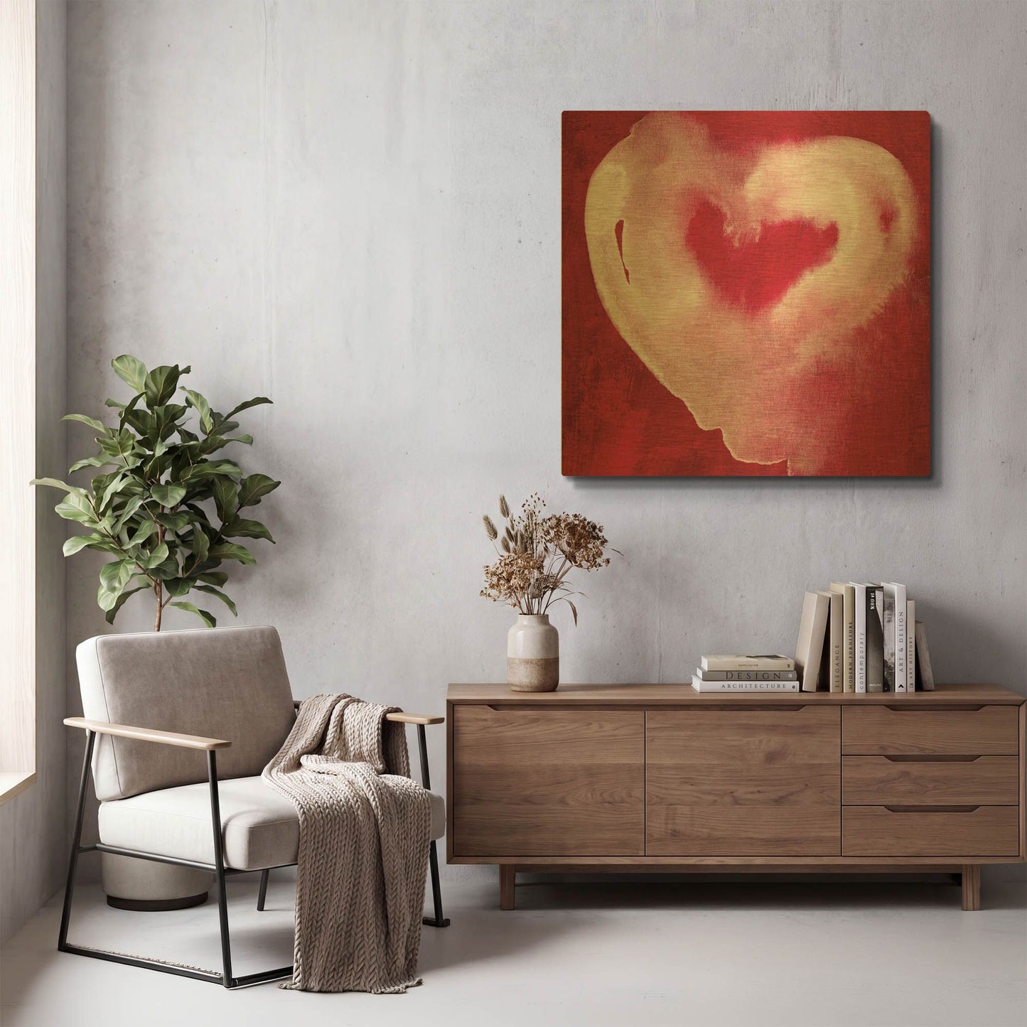 'Hot Pink Heart' By Linda Woods Gold Metal Wall Art
