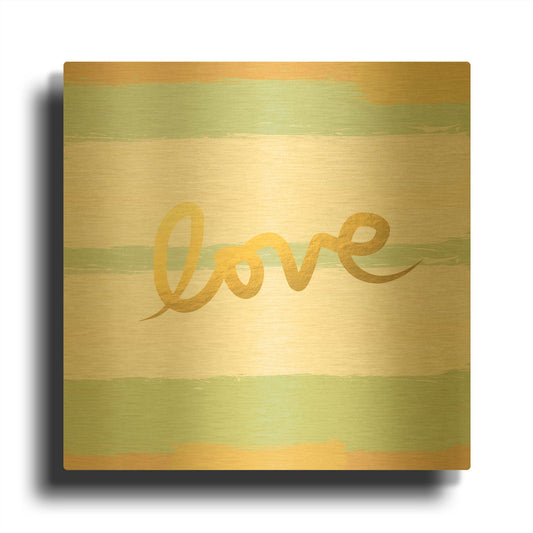 'Love Stripes' By Linda Woods Gold Metal Wall Art