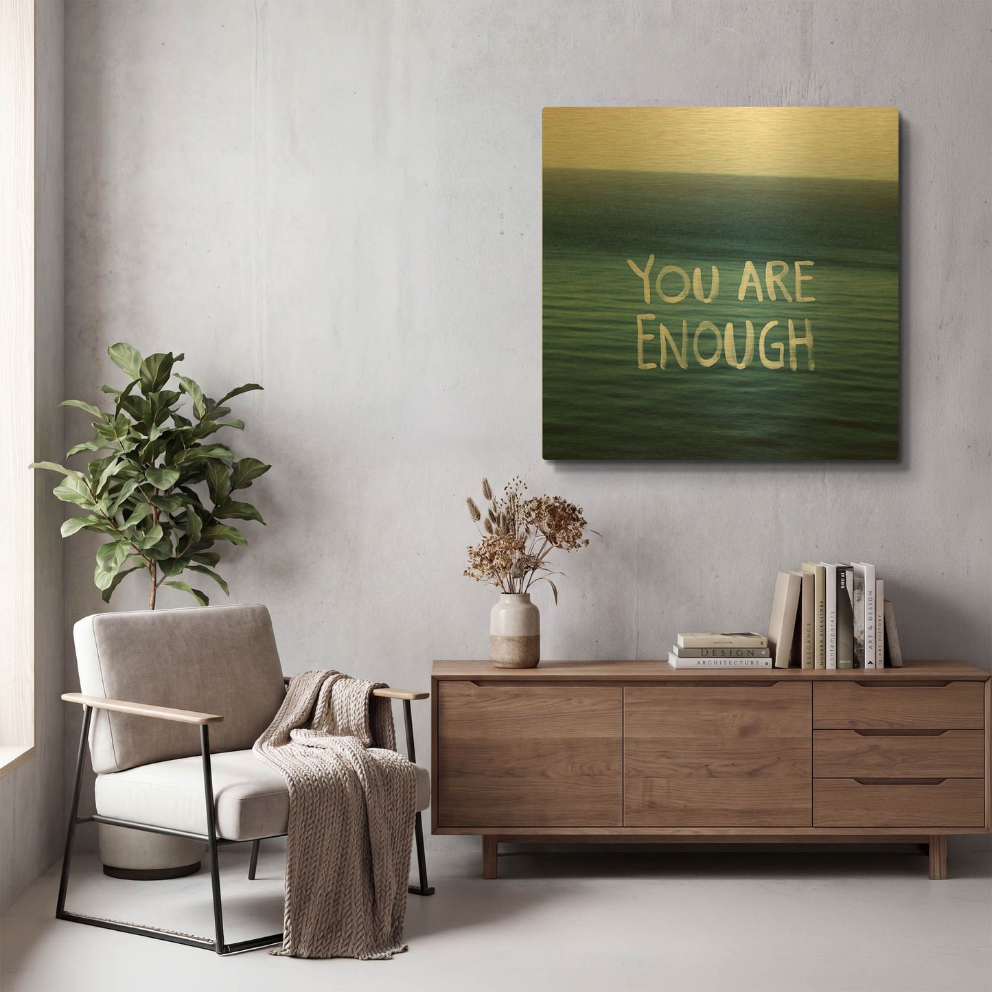 'You Are Enough' By Linda Woods Gold Metal Wall Art