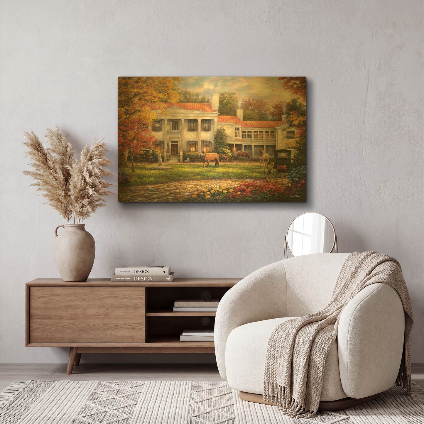 'Autumn Afternoon at Belle Meade' By Chuck Pinson Gold Metal Wall Art
