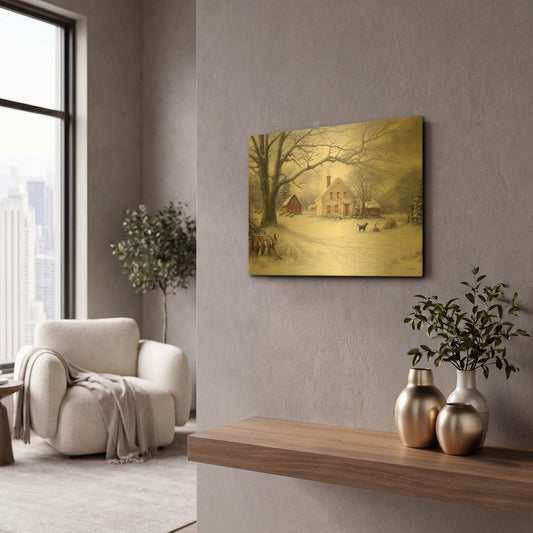 'Old Country Farm' By Chuck Pinson Gold Metal Wall Art