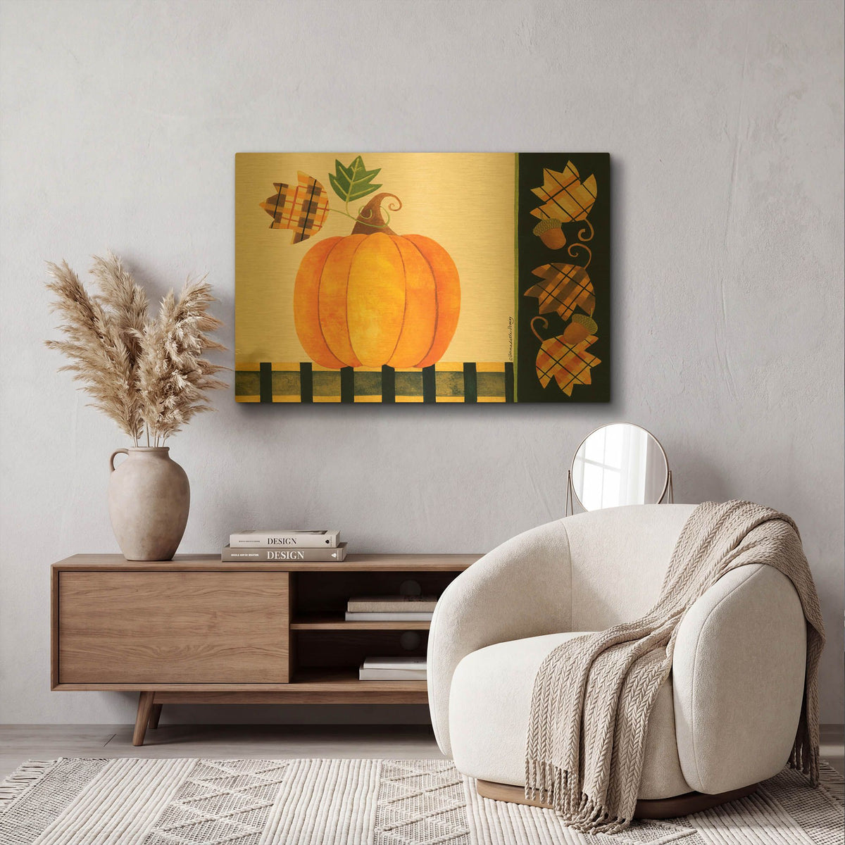 'Pumpkin' By Bernadette Deming Gold Metal Wall Art