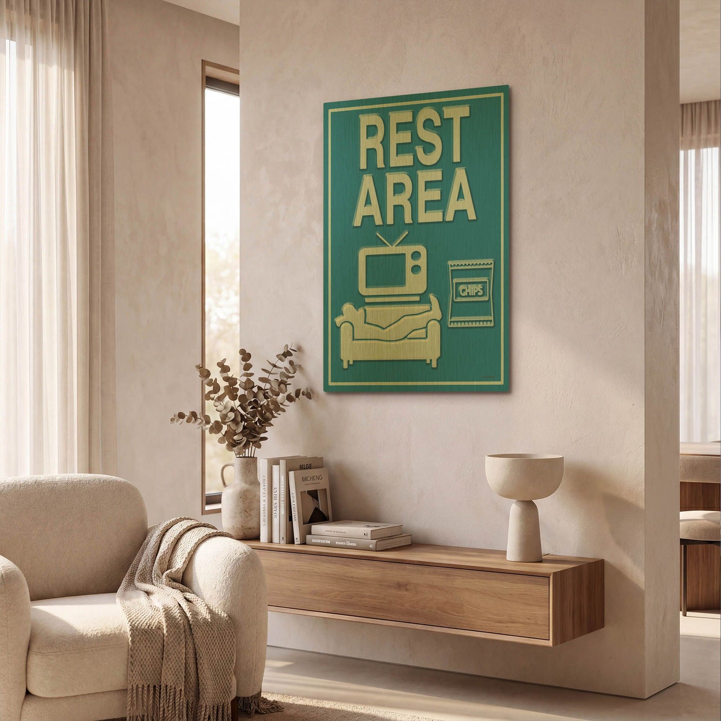 'Rest Area' By Ed Wargo Gold Metal Wall Art