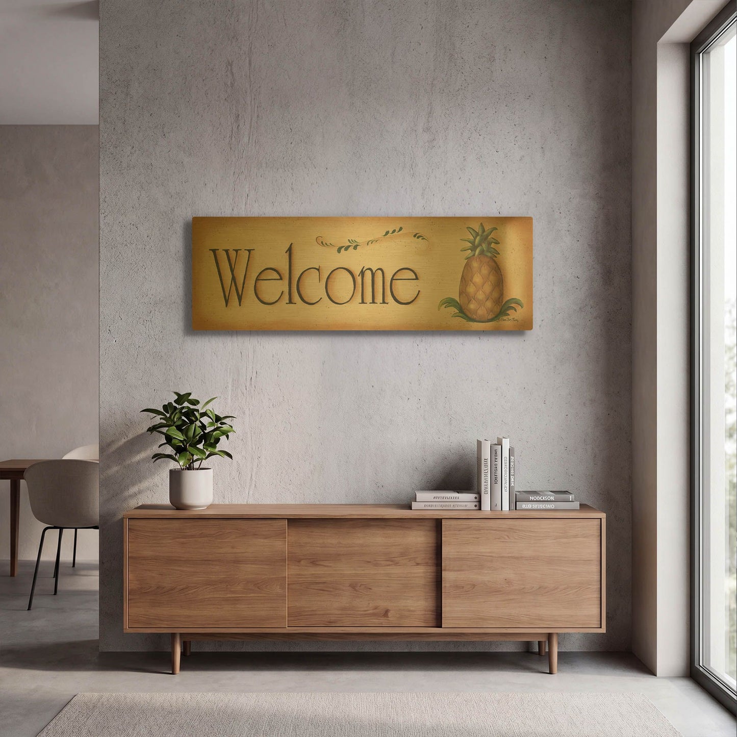'Welcome' By Pam Britton Gold Metal Wall Art