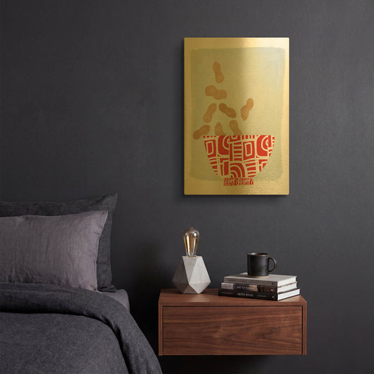 'Bowl of Peanuts' By Linda Woods Gold Metal Wall Art