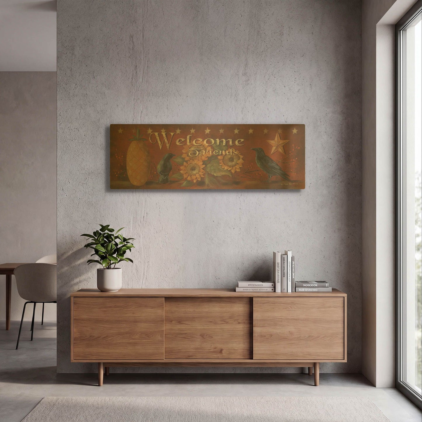 'Welcome Friends' By Pam Britton Gold Metal Wall Art