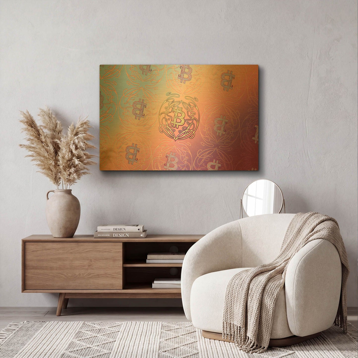 'Art Nouveau Bitcoin' By Katalina Ooma Gold Metal Wall Art