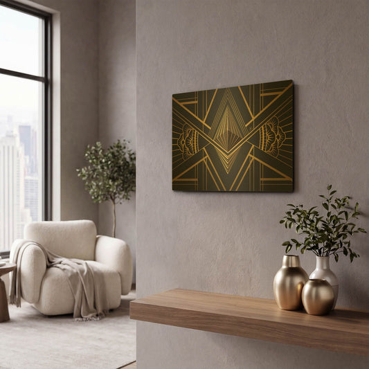'Art Deco Ethereum' By Katalina Ooma Gold Metal Wall Art
