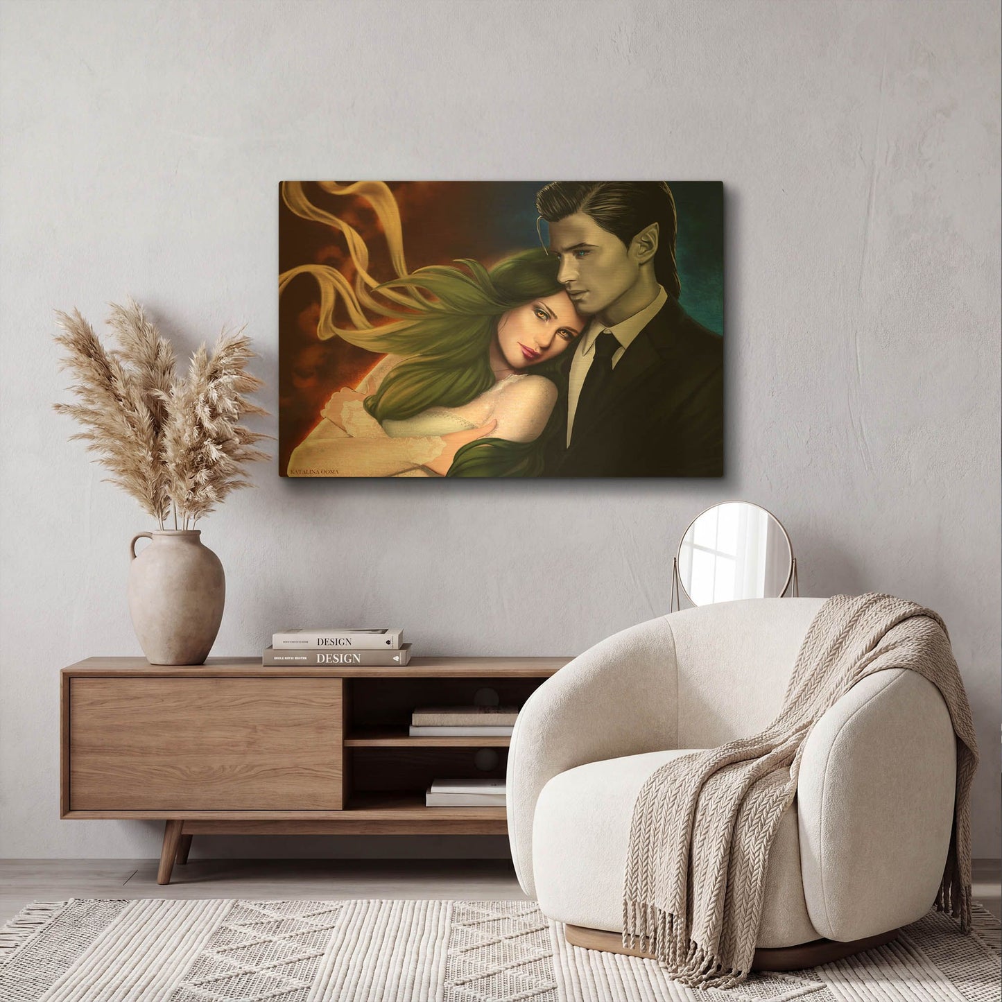'Hail and Shiori' By Katalina Ooma Gold Metal Wall Art