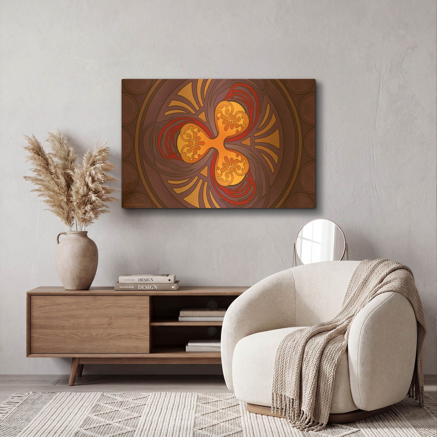 'Art Nouveau Ripple Crypto' By Katalina Ooma Gold Metal Wall Art