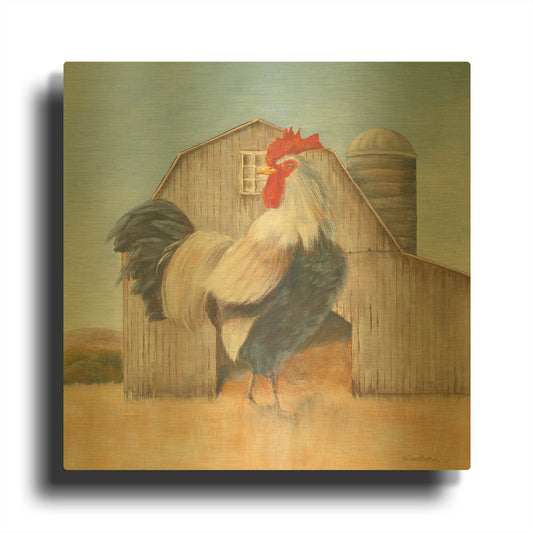 'Country Rooster' By Pam Britton Gold Metal Wall Art