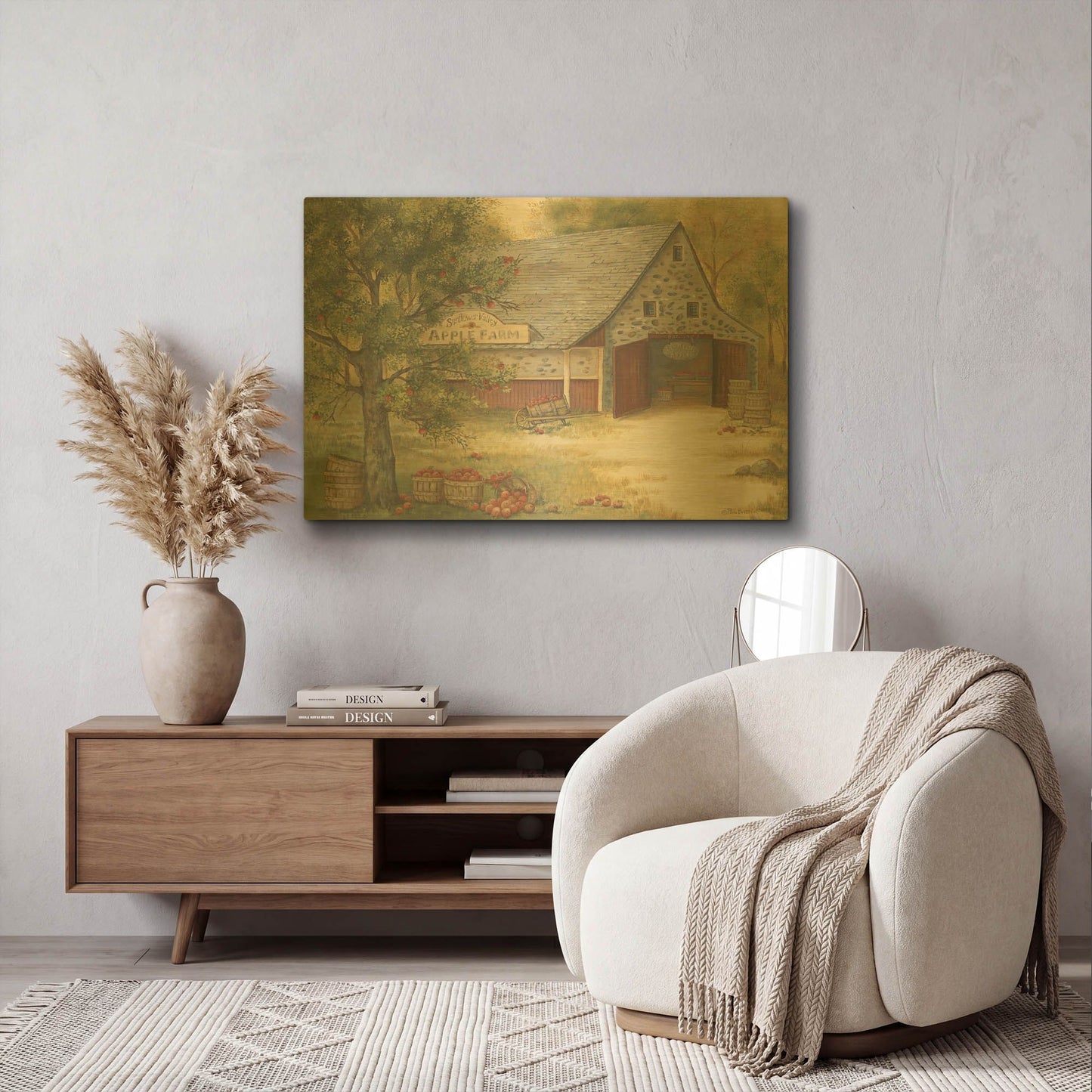'Sunflower Valley Apple Farm' By Pam Britton Gold Metal Wall Art