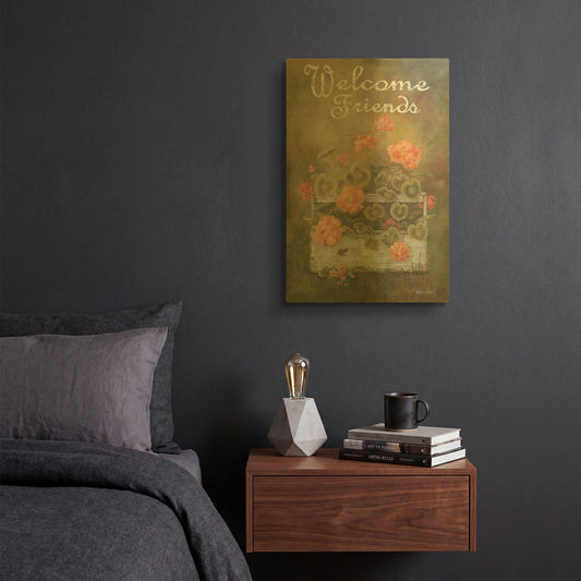 'Spring Geraniums' By Pam Britton Gold Metal Wall Art