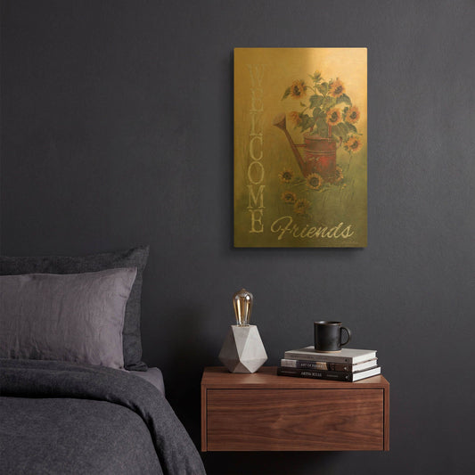 'A Sunflower Welcome' By Pam Britton Gold Metal Wall Art