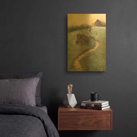 'The Old Tractor' By Pam Britton Gold Metal Wall Art