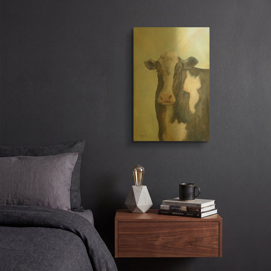 'Farm Cow' By Pam Britton Gold Metal Wall Art