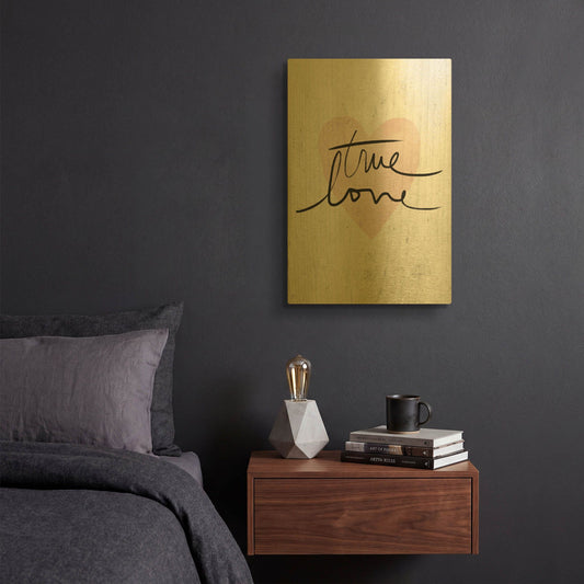 'True Love' By Linda Woods Gold Metal Wall Art