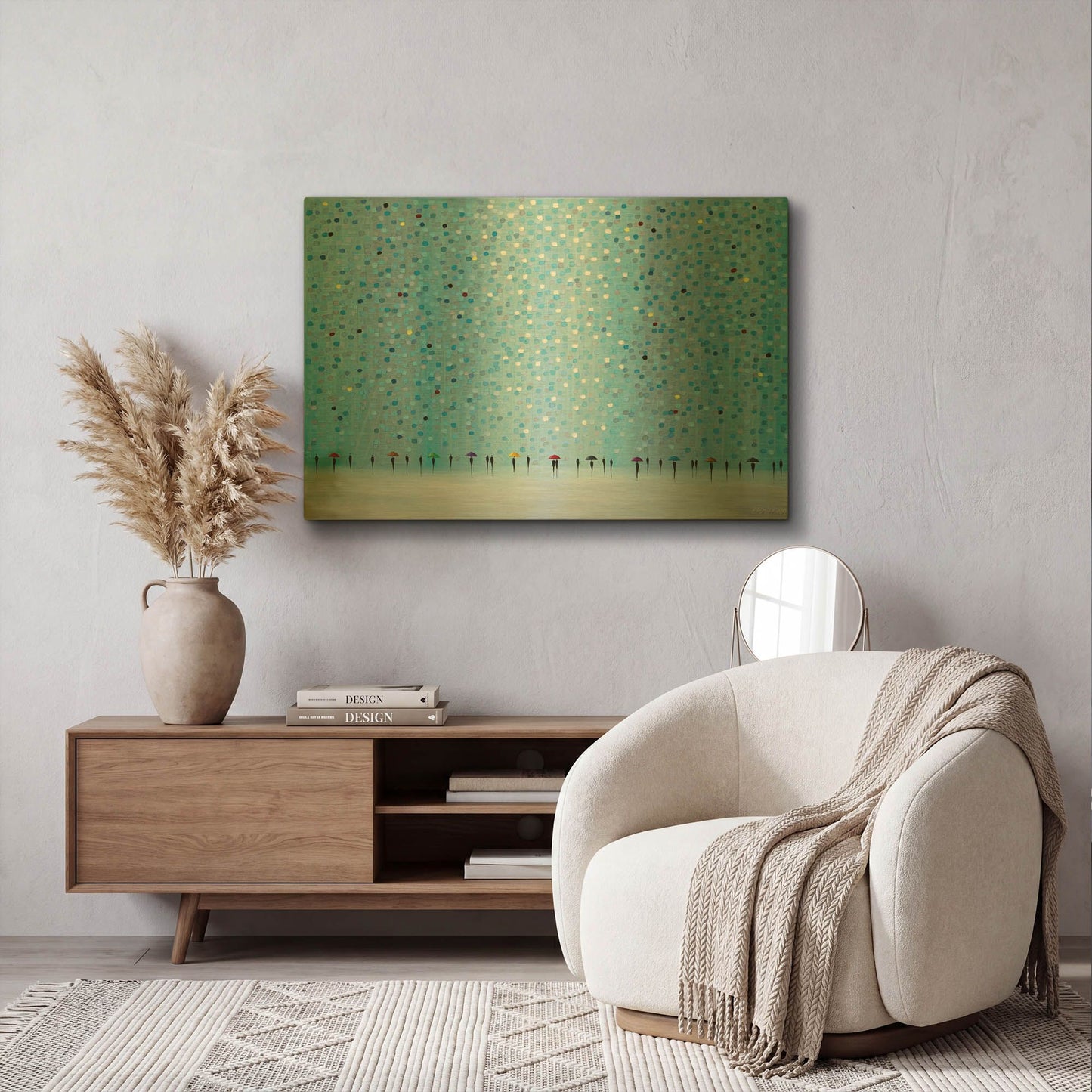 'Umbrellas' By Ekaterina Ermilkina Gold Metal Wall Art