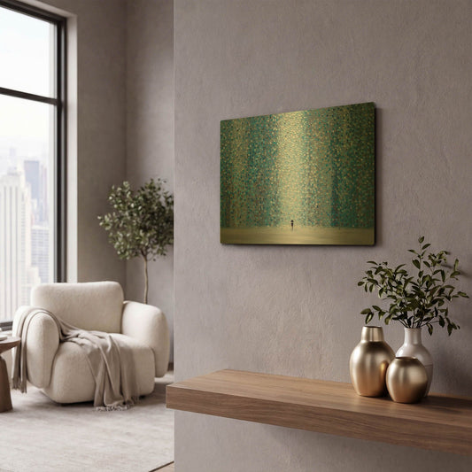 'Blue Rain' By Ekaterina Ermilkina Gold Metal Wall Art