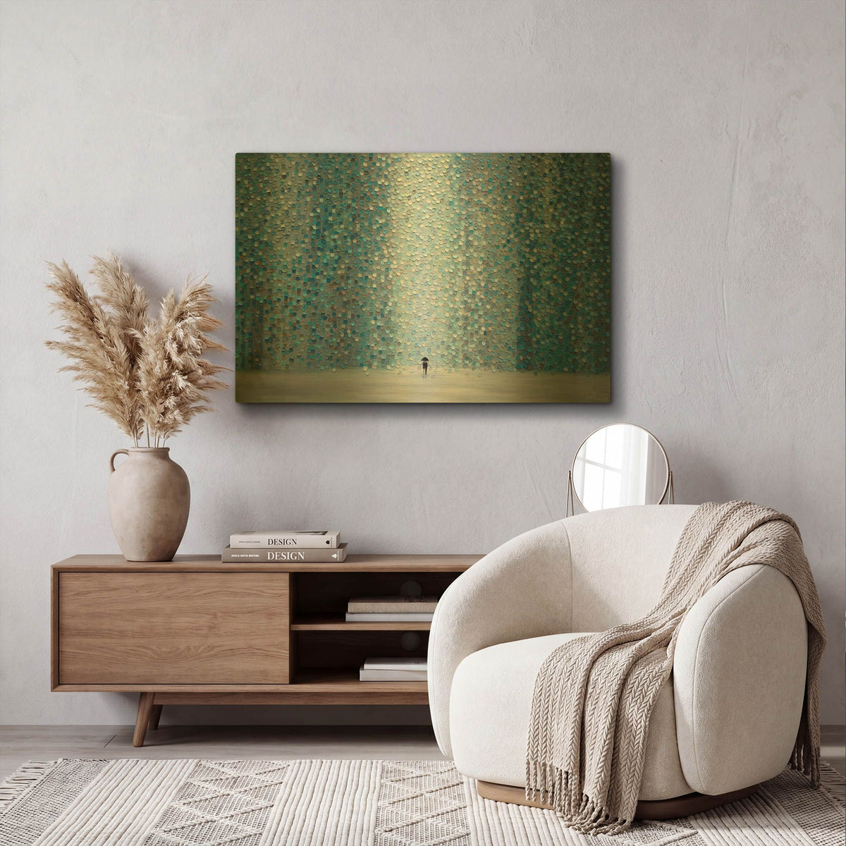'Blue Rain' By Ekaterina Ermilkina Gold Metal Wall Art