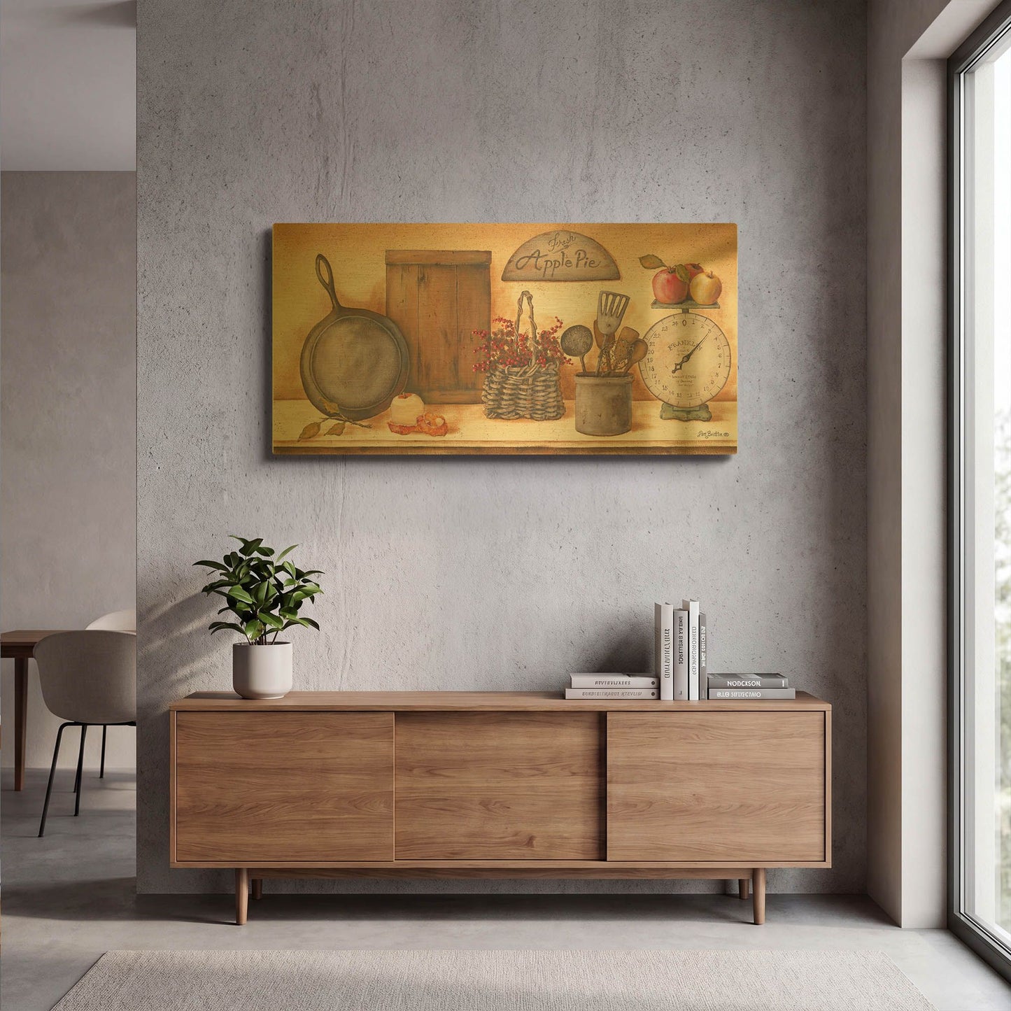 'Farm Kitchen I revised' By Pam Britton Gold Metal Wall Art