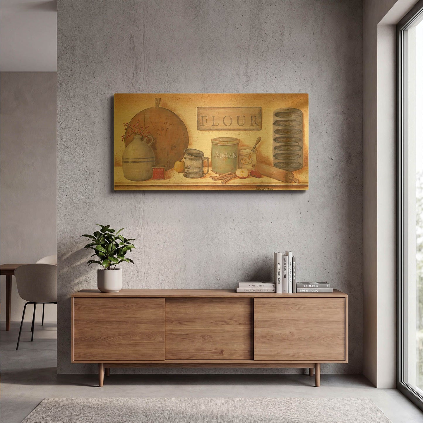 'Farm Kitchen II' By Pam Britton Gold Metal Wall Art