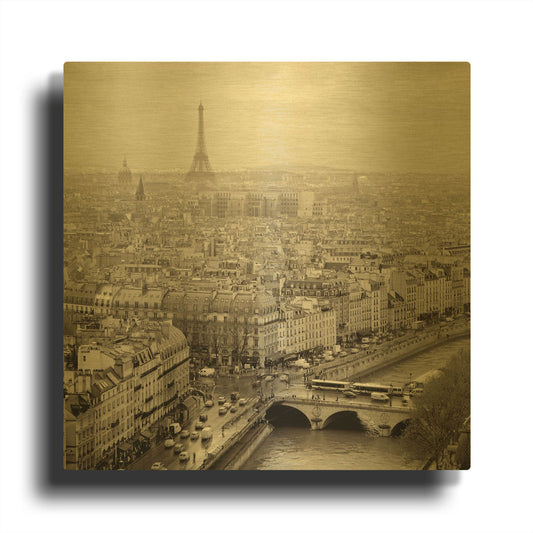 'Above Paris 25' By Alan Blaustein Gold Metal Wall Art