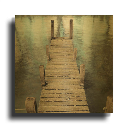 'Annecy Pier' By Alan Blaustein Gold Metal Wall Art