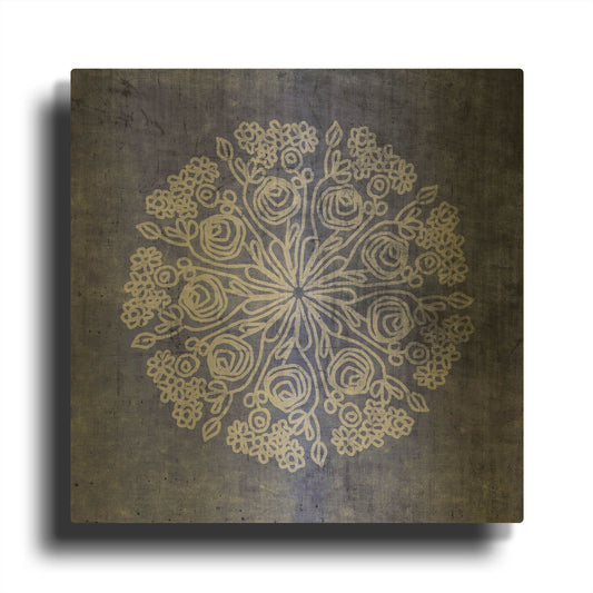 'Indigo Mandala 2' By Linda Woods Gold Metal Wall Art