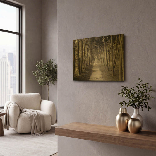 'Banc de Jardin 75' By Alan Blaustein Gold Metal Wall Art