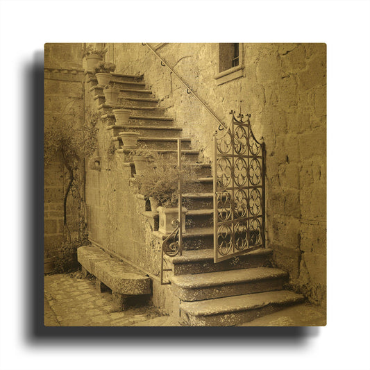 'Umbria Scala 1' By Alan Blaustein Gold Metal Wall Art