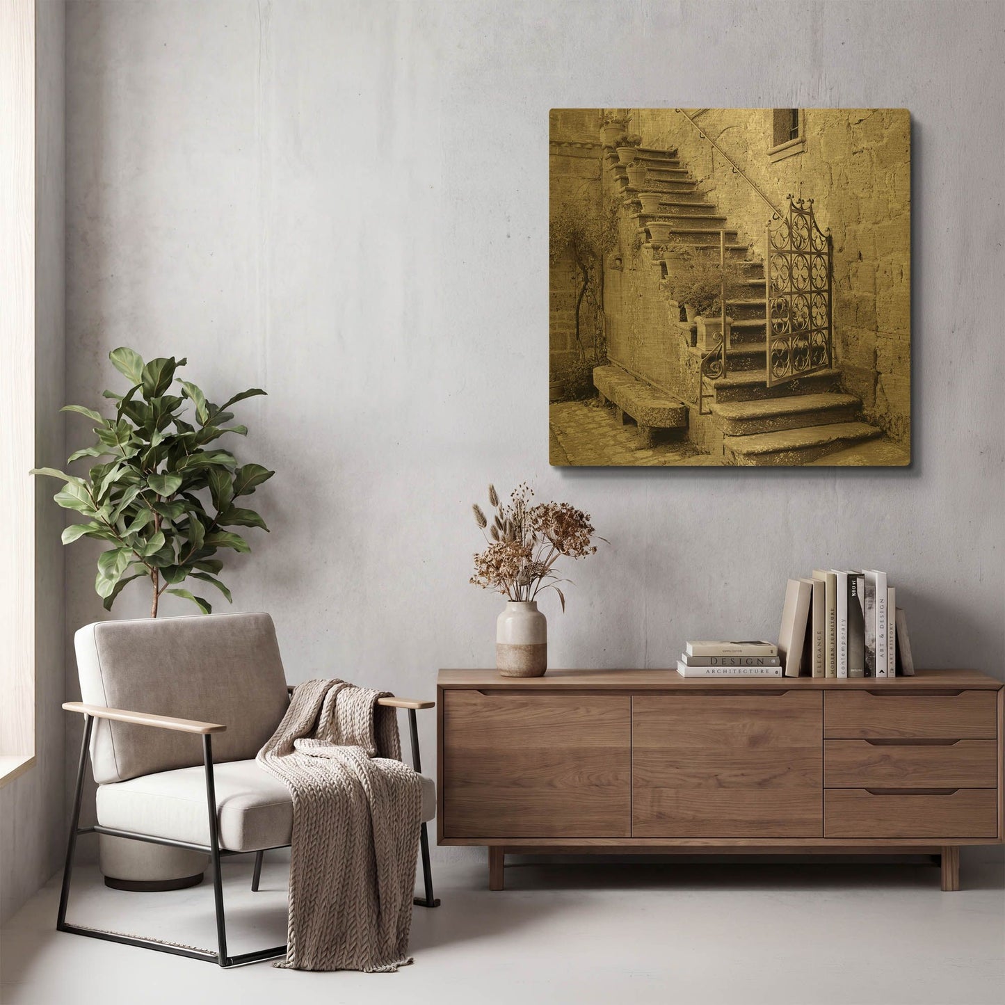 'Umbria Scala 1' By Alan Blaustein Gold Metal Wall Art
