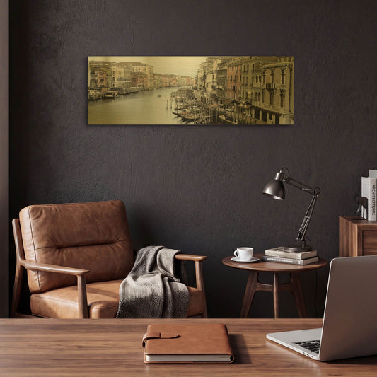 'Morning on the Grand Canal' By Alan Blaustein Gold Metal Wall Art