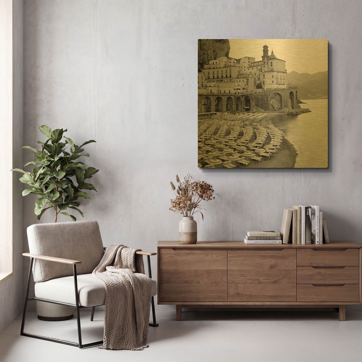 'Ombrellone da Spiaggia' By Alan Blaustein Gold Metal Wall Art