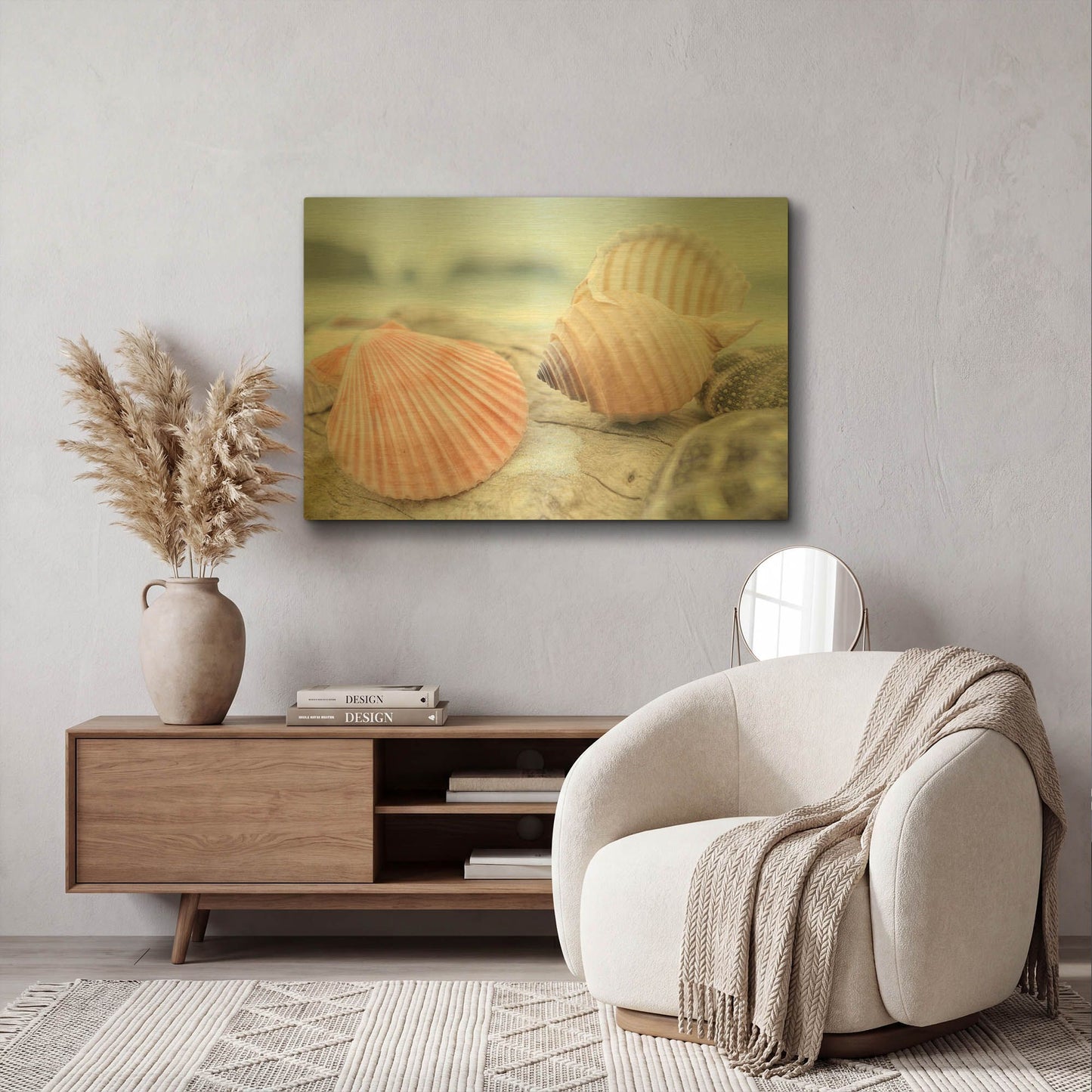 'Crescent Beach Shells 10' By Alan Blaustein Gold Metal Wall Art