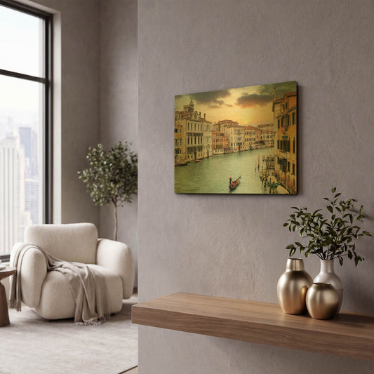 'Gran Canal Vista At Dusk 10' By Alan Blaustein Gold Metal Wall Art