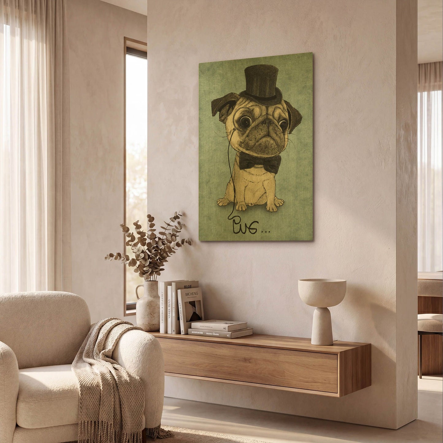 'Gentle Pug' By Barruf Gold Metal Wall Art