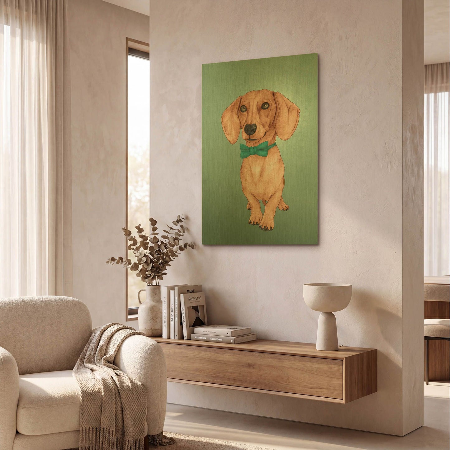 'The Wiener Dog' By Barruf Gold Metal Wall Art