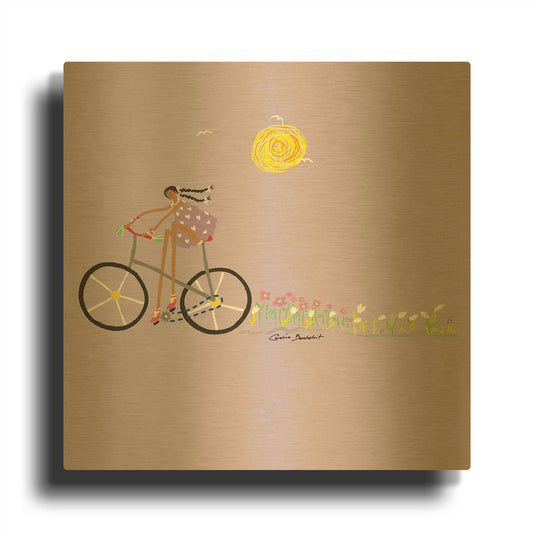 'Tour de Girls 2' By Caroline Benchétrit Gold Metal Wall Art
