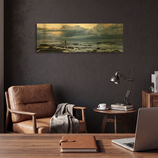 'Surf Fishing' By Daniel Burt Gold Metal Wall Art