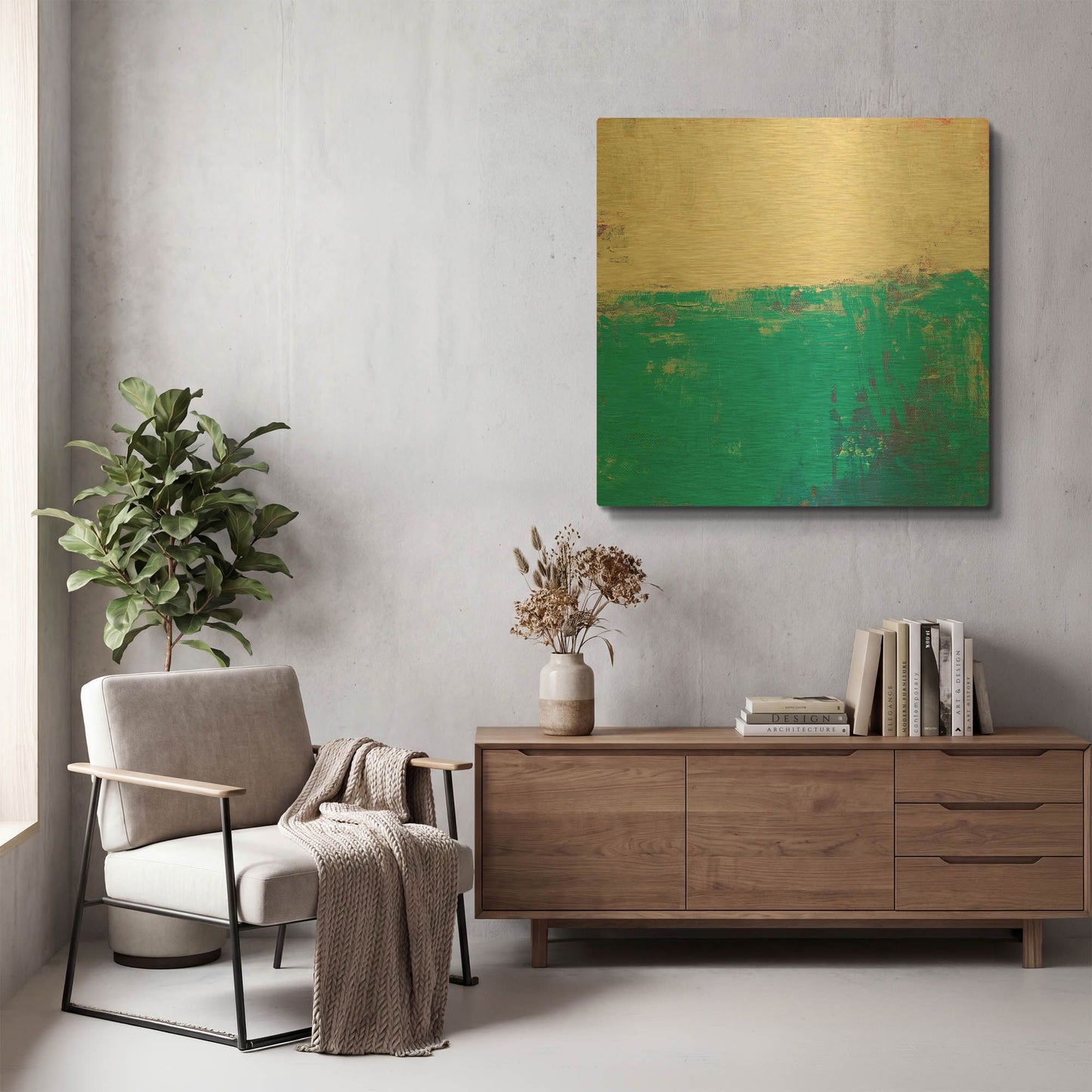 'Aqua White' By Don Bishop Gold Metal Wall Art