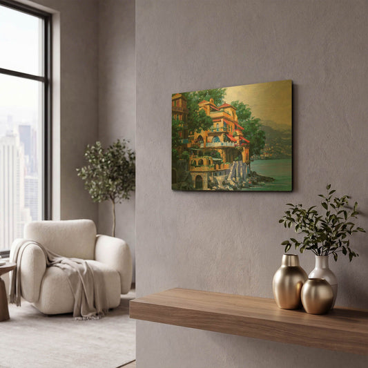 'Portofino Villa' By Howard Behrens Gold Metal Wall Art